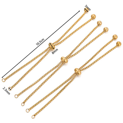 3pcs/lot Adjustable 304 Stainless Steel Bracelet Makings Slider Extender Box Chains with Ball Ends for DIY Jewelry Making