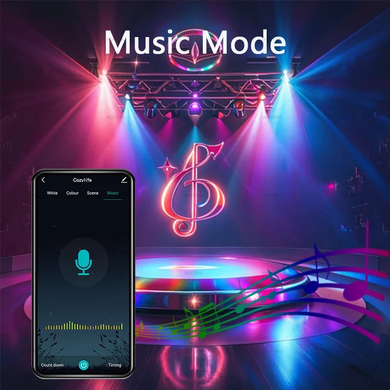 Smart Bulb Smart Life App Control WiFi Bluetooth RGB + CW LED Light 22085-265V Dimmable Crystal Room Decoration