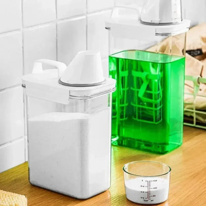 2300ML Laundry Detergent Dispenser with Lids Clear Airtight Detergent Powder Storage Box Container Refillable Bleach Storage Jar
