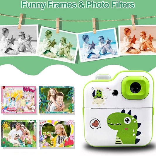 Kids Thermal Print Camera Instant Photo Printing Camera 1080P HD Digital Camera Toys Parent-child Interaction Camera Toys Gifts