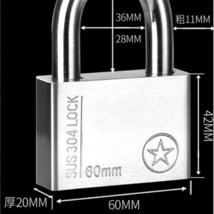 304 Stainless Steel Padlock Cabinet Outdoor Lock Head Furniture Lock Waterproof Rust-Proof Door Lock  with 4 keys
