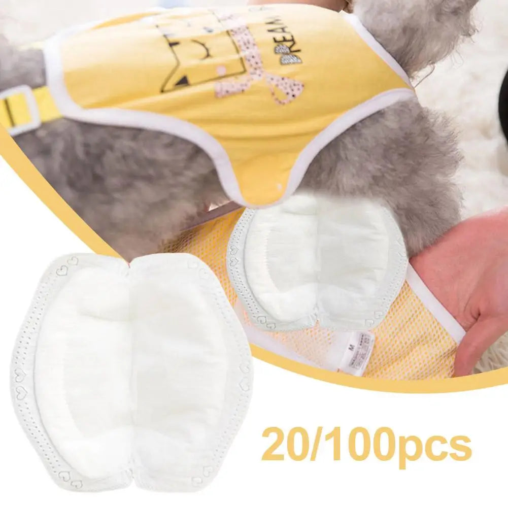 100pcs Dog Diaper Pad Diapers for Female Dog Shorts Panties Disposable Dog Diaper Liners Booster Pads Doggie Physiological Pant