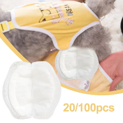 100pcs Dog Diaper Pad Diapers for Female Dog Shorts Panties Disposable Dog Diaper Liners Booster Pads Doggie Physiological Pant