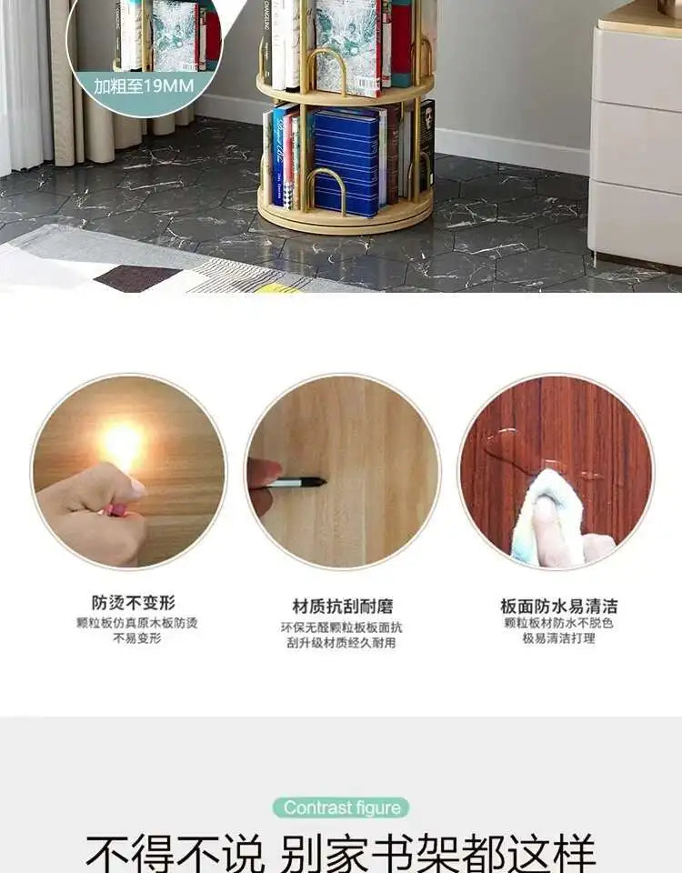 Modern Closet Bookcase Organizer Cabinet Display Rotating Bookcase Magazine Shelves Estante Para Livros Minimalist Furnitures