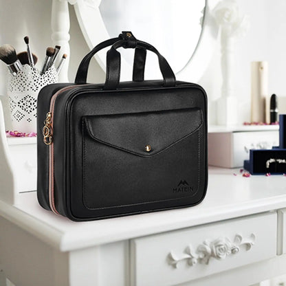 Travel Toiletry Bag,Faux Leather Hanging Makeup Bag Snap Handle,Multiple Traveling Organizer Container for Toiletries Accessorie