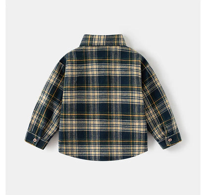 New Children's Clothes 2025 Kids Shirts With Collar Boys' Cotton Long Sleeved Baby Clothing Casual Top Plaid Blouse for Boy 2-7Y