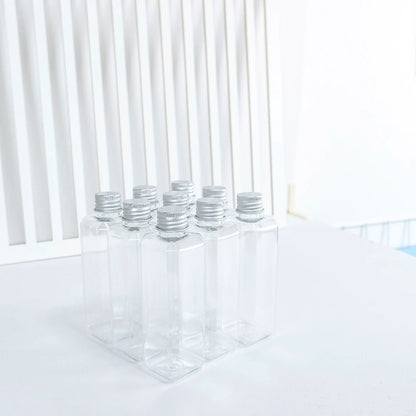 100ml Rectangle Bottles Travel Kit Refillable PET Plastic Square Portable Jar With Aluminium Screw Cap Leakage Proof Healthy