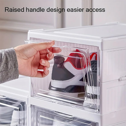 3-layer Transparent Shoes Box Thickened Foldable Sneaker Shoe Organizers Stackable Dustproof High-top Cabinet Shoe Rack Shelf