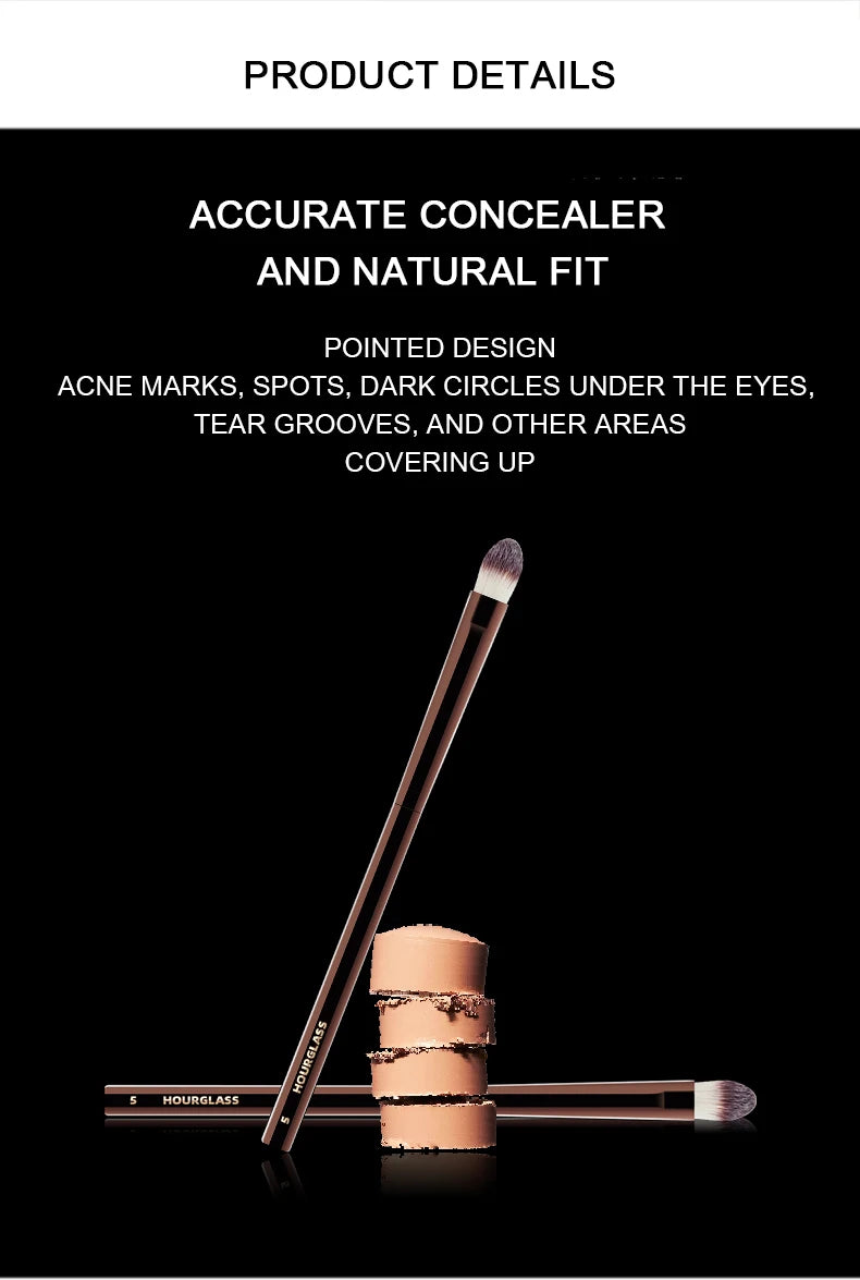 Hourglass Makeup Brush- No.5 Small Concealer Brush Soft and Skin-friendly Fiber Hair Cover up Flaws Fashion Design Face Brush