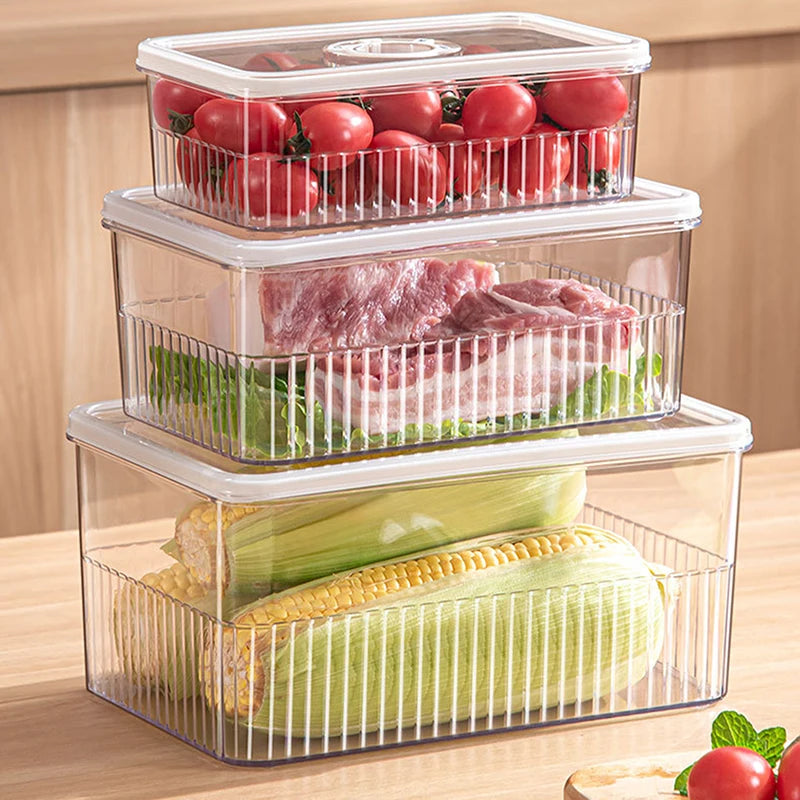 Refrigerator Storage Box Timing Fresh Fridge Organizer Vegetable Fruit Food Storage Containers Pantry Kitchen Organizer