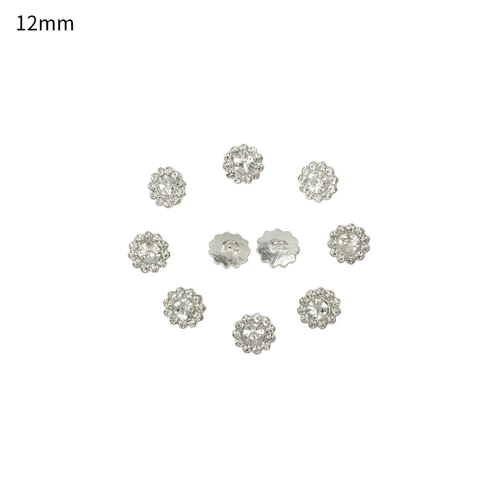 10 PCs 15/20/25MM Round Metal Rhinestone Buttons for Clothing DIY Sewing Accessories Wholesale Luxury Fashion Apparel Decoration