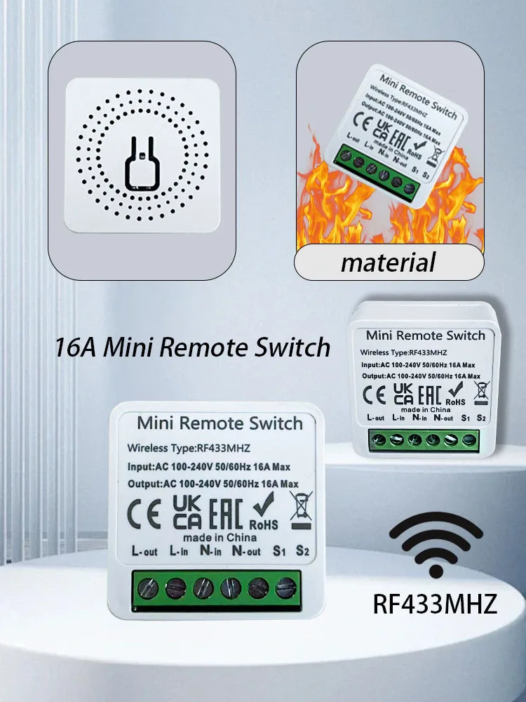 Wireless Smart Switch Light 433Mhz RF 86 Wall Panel Switch with Remote Control Mini Relay Receiver Home Led Light Lamp Fan