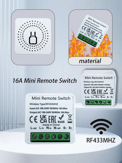 Wireless Smart Switch Light 433Mhz RF 86 Wall Panel Switch with Remote Control Mini Relay Receiver Home Led Light Lamp Fan