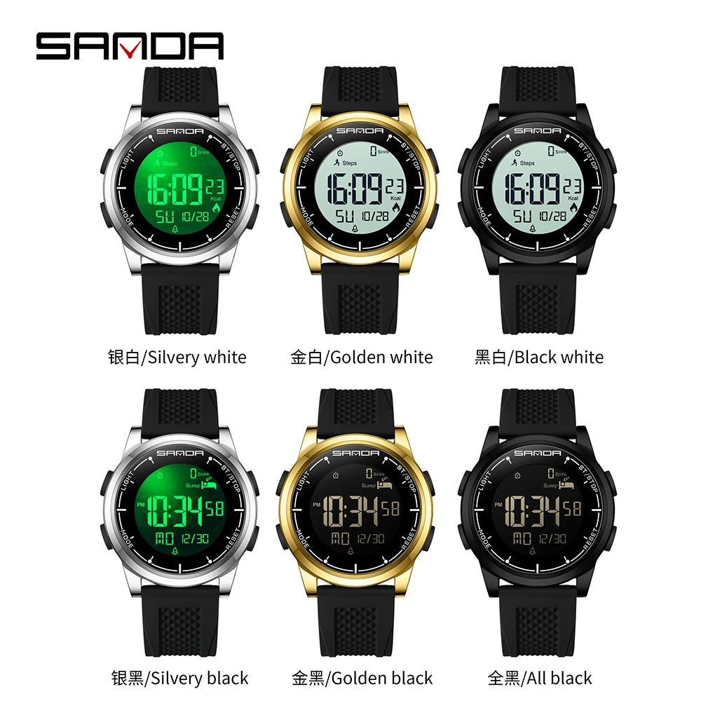 SANDA 9064 Student Sports Quartz LED Electronic Watch Calorimeter Step Electronic Watch Sleep Monitoring Smart Electronic Watch
