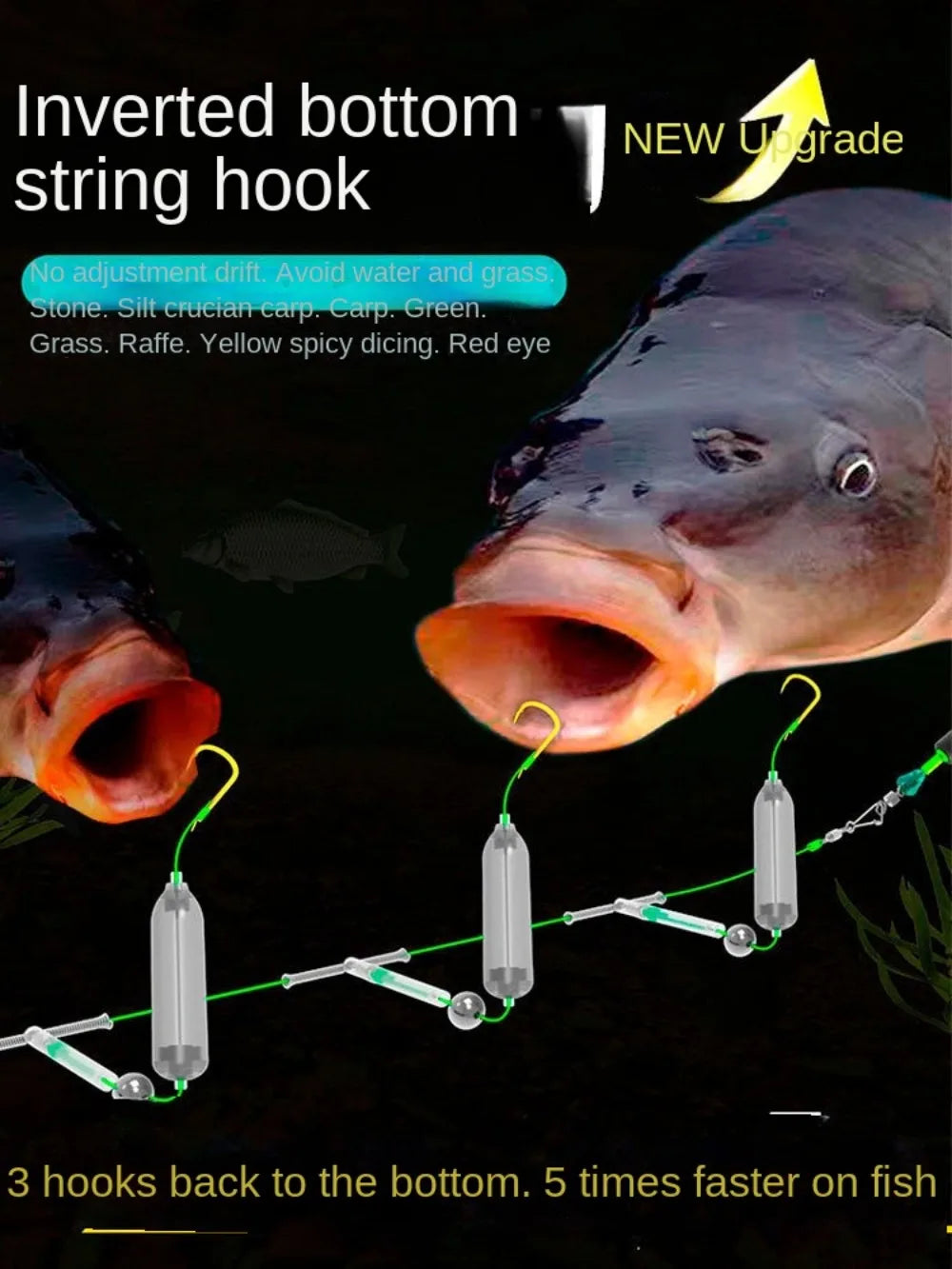 1pc 3 Hooks Fishing Hair Rigs Hook Iseni hook barb Carp Fishing Hook Suspension Anti Bottom Carp Rigs Fishing Lure