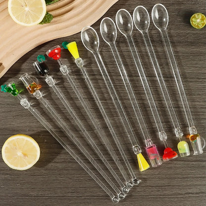 5Pcs/10Pcs Swizzle Sticks Acrylic Cocktail Stirrers 9 Inch Clear Shafts Drink Stirrer for Bars Cafes Party Restaurants Home Use