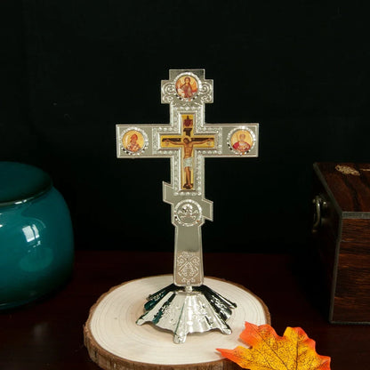Church Orthodox Cross Gold Silver Plated With Stand Church Home Decoration Religious Gift Religion Gift Religion Ritual Item