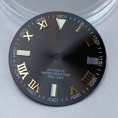 Grey Silver Sunburst 29mm Watch Dial fit NH35 NH35A NH36A Silver/Gold/Rose Gold/Green Roman Numerals Index Hand Set Watch Parts