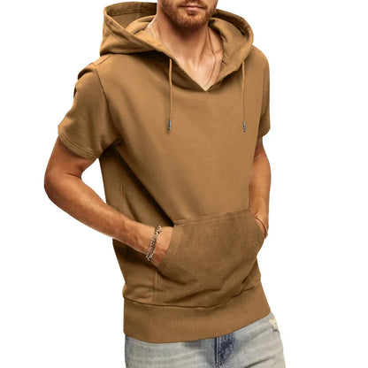 2024 Amazon New Men's Athleisure European and American Hooded Loose Short Sleeves