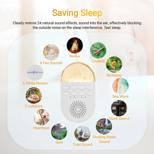 Portable White Noise Machine For Sleeping Baby Sleep Aid Noise Machine Kids Sleep Night Light 24 Natural Sounds Baby Sleeper