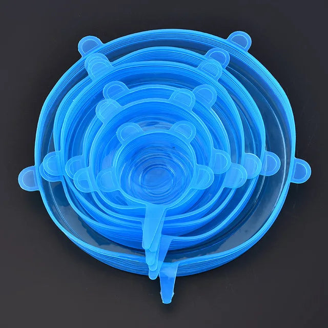 6Pcs Kitchen Universal Accessories Silicone Reusable Food Wrap Bowl Pot Cover Silicone Stretch Lids Cooking Cookware Tools