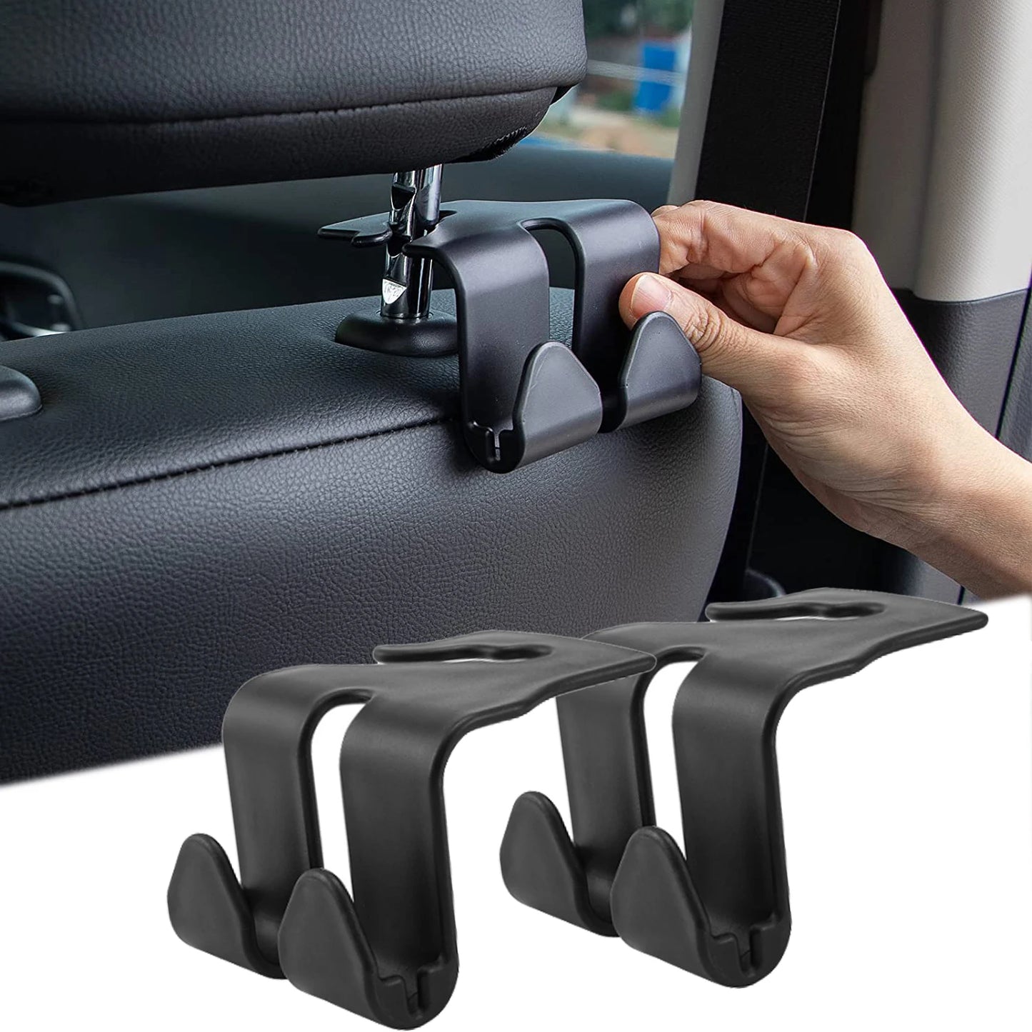 1Pcs Car Seat Back Double Hook Headrest Hanger Car Bag Pouch Clothes Hanging Hooks Duarable Fastener Clip Interior Accessories