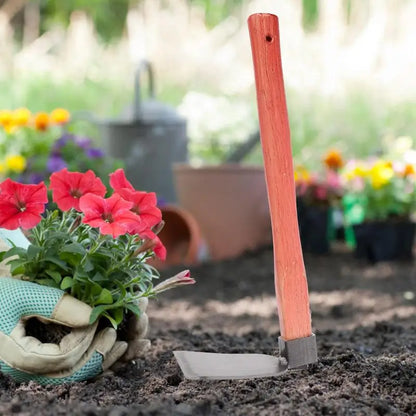 Iron Gardening Cultivator Manual Wooden Handle Agriculture Hoe Vegetable Farming Tool Weeding Hoe
