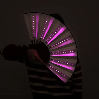Bar FaninsGlowing Disco Fan Trendy Electronic Music Festival Party Performance Prop Flashing Folding Fan