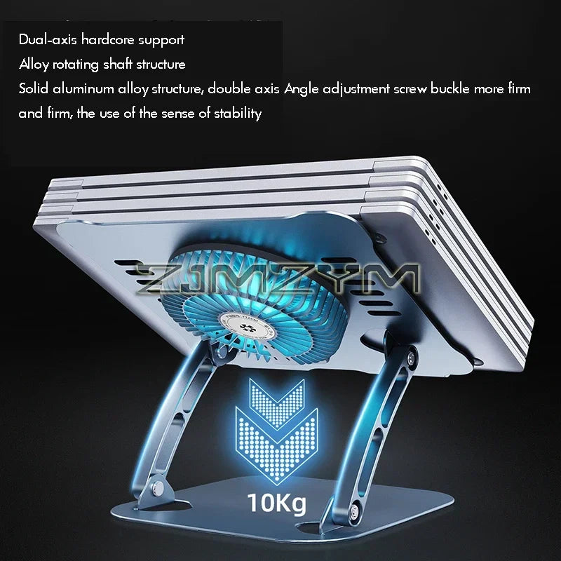 Aluminum Laptop Stand with Cooling Fan Ergonomic Notebook Foldable Cooler Laptop  Adjustable Aluminum Laptop Stand