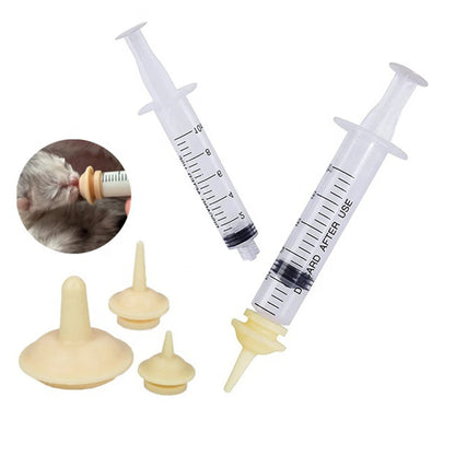 Pet Feeding Nipple for Kitten and Puppy Newborn Cat Silicone Feeding Pacifier with Syringes for Mini Pet Small Dog Milk Feeding