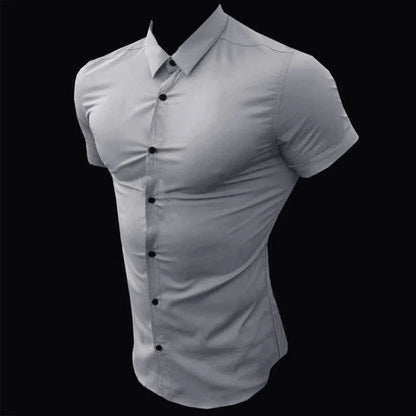 Summer Fashion Slim Fit Button Short Sleeve Shirts Men Casual Sportswear Dress Shirt Male Hipster Shirts Tops Fitness Clothing