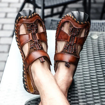 Comfortable Man Sandal for Men Flat Sandals Trend 2024 Men's Summer Sandal Authentic Leather Shoes Man Platform Sandals. Slipers