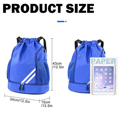 1PCS Sports Drawstring Backpack,Waterproof Drawstring Sports Bag Soccer Bag Swim Gym Bag for Men Women with Ball Shoes Compartme