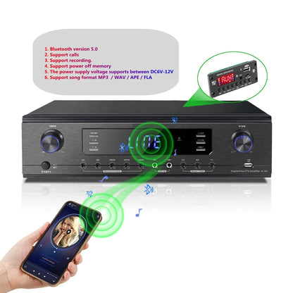 2*25W 50W Amplifier 12V MP3 Player Decoder Board Bluetooth 5.0 Car FM Radio Module TF USB AUX WMA Player Decoder Handsfree