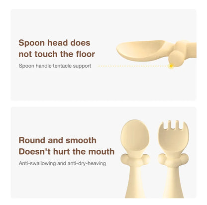 MAMIJOY  High Quality Children's Dishes Set Baby Silicone Tableware Sucker Bowl Bib Cup Fork Spoon Set Infant Supplies BPA Free