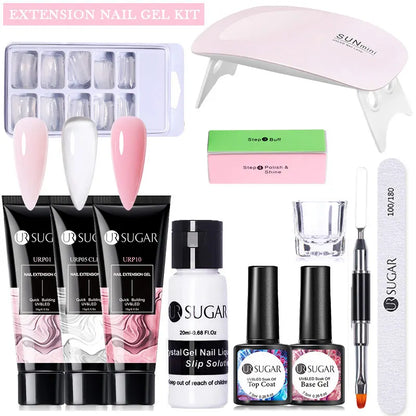 UR SUGAR Acrylic UV Gel Extension Nail Gel Kit Nude Glitter Color Fast Building Gel Nail Polish All For Manicure Nail Art Design