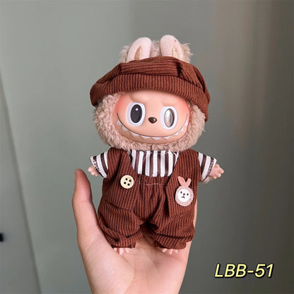 POP Labubu baby clothes 17cm plush vinyl labubu sit-down party first-generation and second-generation suit, clothes only