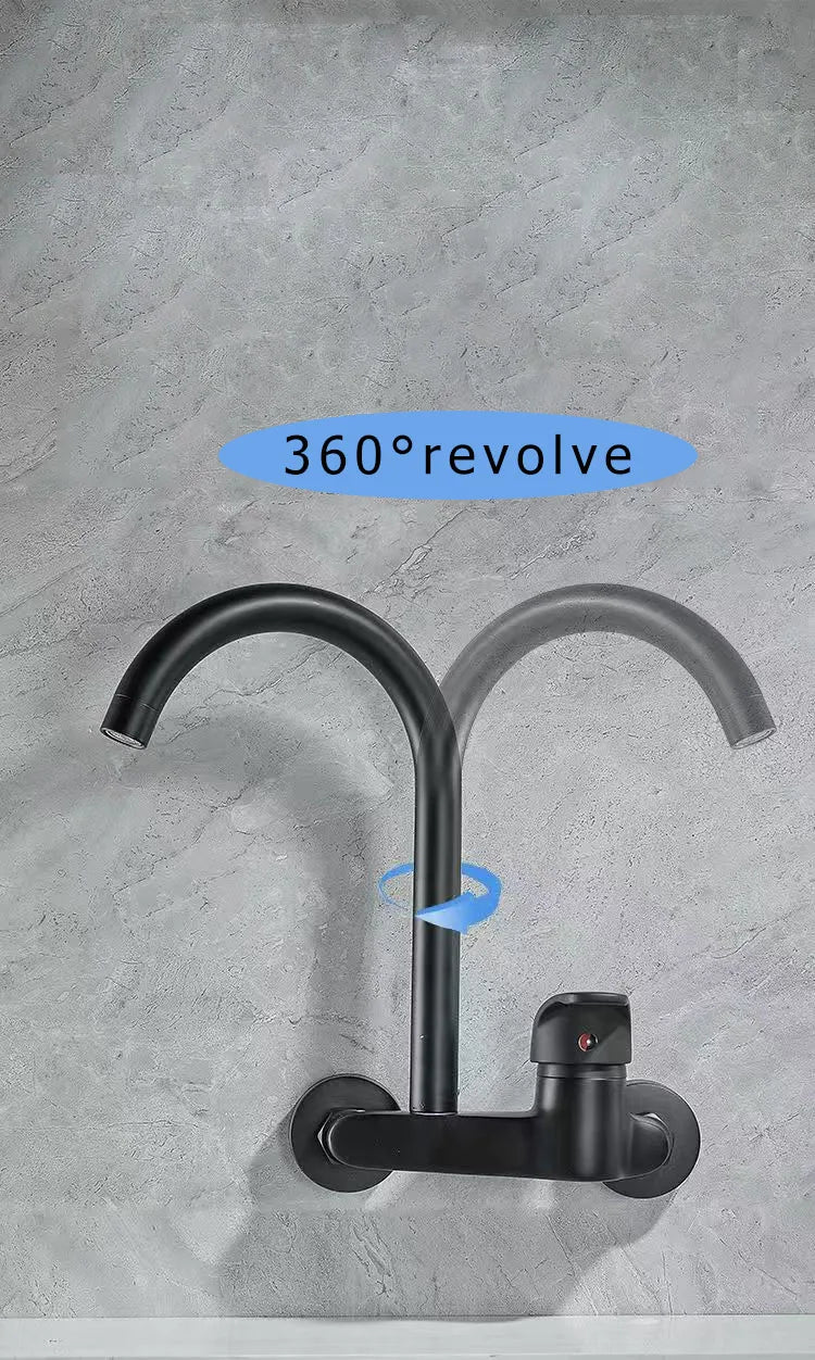 Dish sink faucet wall mounted double hole household sink sink sink sink sink wall outlet hot and cold water universal faucet