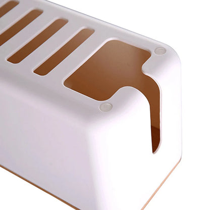 Socket Cable Organizer Box Wooden Style Cord Storage Case Dustproof Charging Data Cable Management Device for TV Wires/Computer