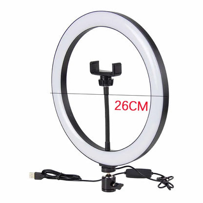 LED Selfie Ring Light 10-inch USB Plug 3-tone Lighting Photography Light Video Recording Live Broadcast Fill Light
