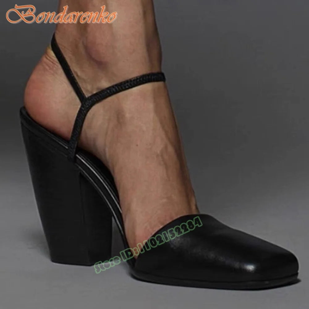 Chunky High Heels Sandals Pump Square Toe Solid Elastic Straps Sandals Women New Style Shoes Summer Party Casual Designer Sexy
