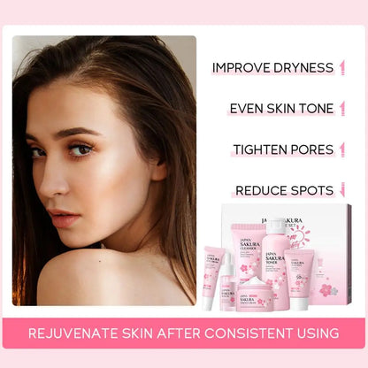 For Sakura Skin Care Sets Facial Cleanser Face Cream Serum Hydrating Firming Moisturizing Brightening Care Face Toner Kit J1F3