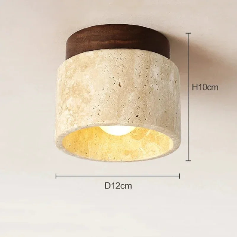 Wabi Sabi Yellow Marble Ceiling Light Lobby Entrance Corridor Balcony Restaurant Hotel Aisle Travertine Decorative Lamp