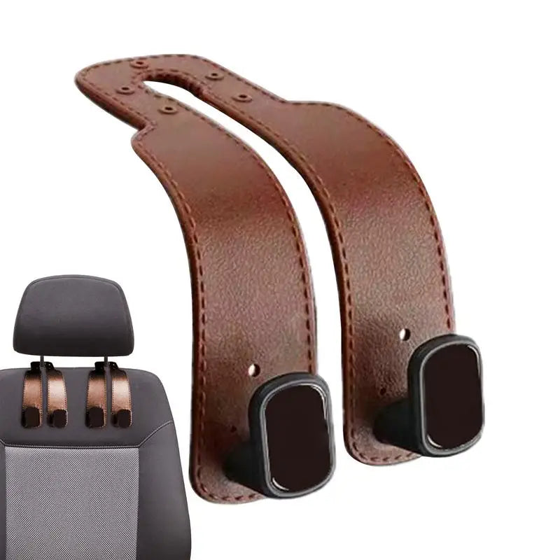 Car Seat Hooks for Headrest PU Leather Car Bag Hooks Multifunctional Hanger Storage Organizer for Trunk Vehicle Organization
