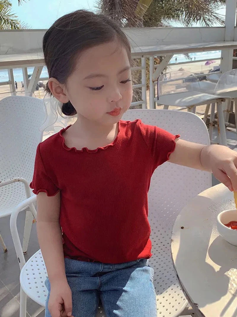 Baby Girls T-shirts for Kids Summer Sleeveless Knitted Tops Vest Outfits Girls Cute Halter Tops Tees Children Clothing 1-12 Year