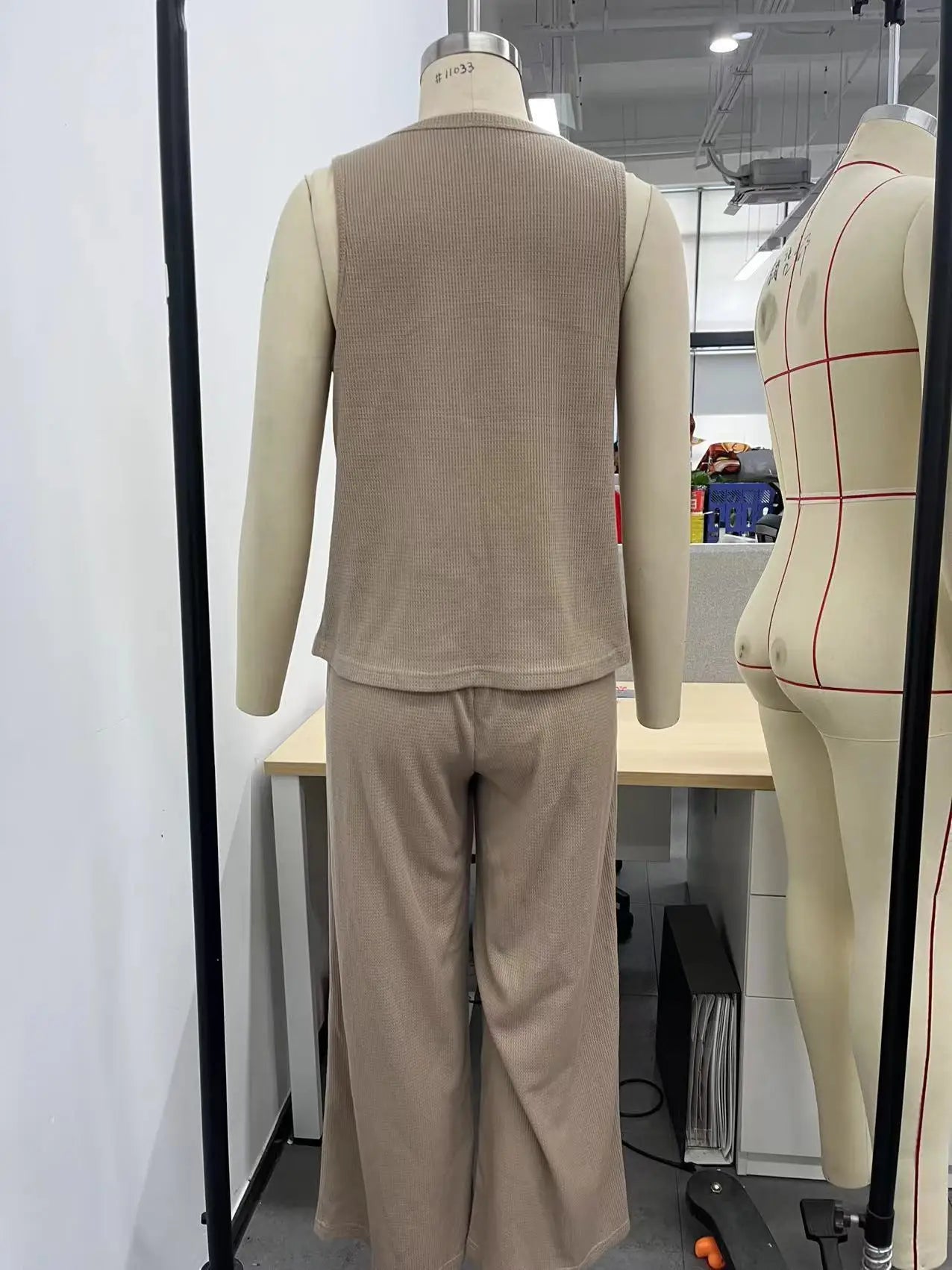 Women's Home Wear Suits Spring and Autumn Vest Top Trousers Two-piece Suit Waffle Pajamas Two-piece Suit