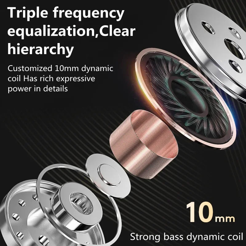 Android Mobile Phone DrivebyWire Headset Metal Heavy Bass Computer PC Headset InEar Sports Headset