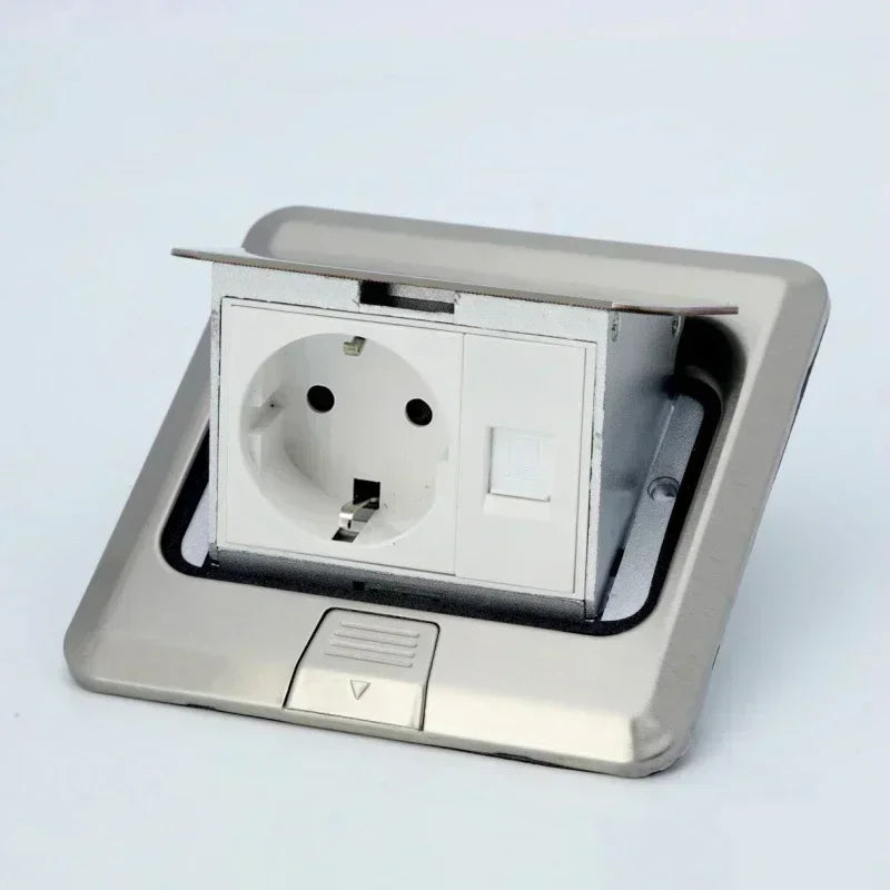 Pop Up Floor Socket Hidden Type EU/FR/US/UK/Universal Power Outlet Stainless Steel Electrical Switches For Home Office Table