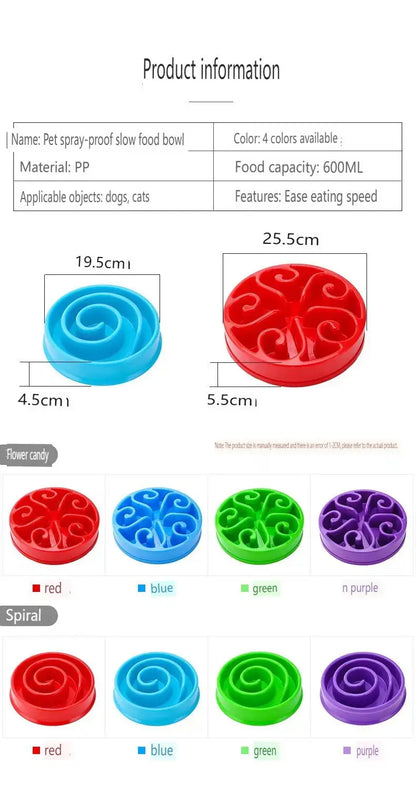 Pet Dog Slow Feeder Bowl Fun Non Slip Anti-Gulping Slower Food Feeding Dishes Eco Dog Bowl for Large Medium Small Dogs Puppy