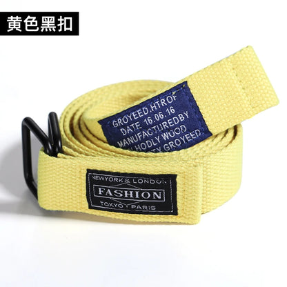 Double-loop belt men and women belt INS double-loop tide double-loop canvas Korean version of young students casual outdoo